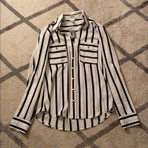 Express Portofino Shirt White with Black Striped